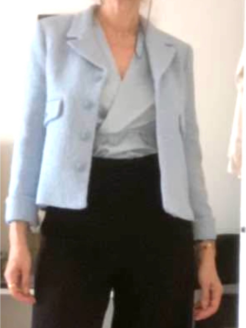 Zara Light Blue Cropped Tailored Blazer size M